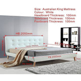 darrahopens Furniture > Bedroom King PU Leather Deluxe Bed Frame White