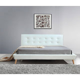 darrahopens Furniture > Bedroom King PU Leather Deluxe Bed Frame White
