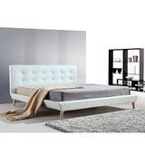 darrahopens Furniture > Bedroom King PU Leather Deluxe Bed Frame White