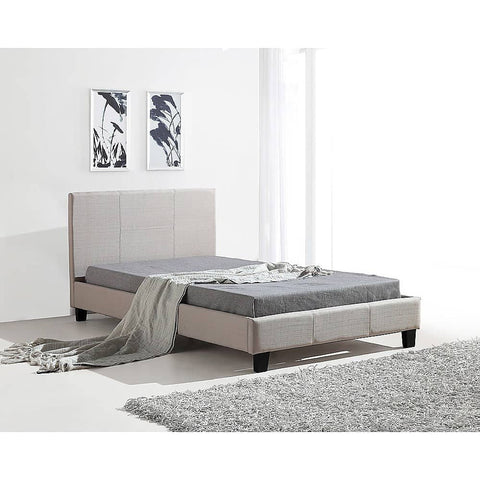 darrahopens Furniture > Bedroom King Single Linen Fabric Bed Frame Beige