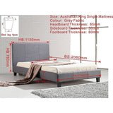 darrahopens Furniture > Bedroom King Single Linen Fabric Bed Frame Grey
