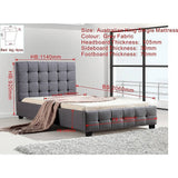 darrahopens Furniture > Bedroom King Single Linen Fabric Deluxe Bed Frame Grey