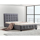 darrahopens Furniture > Bedroom King Single Linen Fabric Deluxe Bed Frame Grey