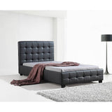 darrahopens Furniture > Bedroom King Single PU Leather Deluxe Bed Frame Black