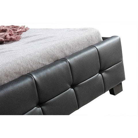 darrahopens Furniture > Bedroom King Single PU Leather Deluxe Bed Frame Black