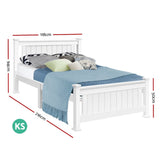 darrahopens Furniture > Bedroom King Single Wooden Bed Frame - White
