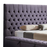 Darrahopens Furniture > Bedroom King Size Bedframe Velvet Upholstery Dark Grey Colour Tufted Headboard Deep Quilting