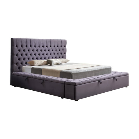 Darrahopens Furniture > Bedroom King Size Bedframe Velvet Upholstery Dark Grey Colour Tufted Headboard Deep Quilting
