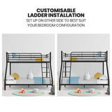 Darrahopens Furniture > Bedroom Kingston Slumber Metal Single over Double Bunk Bed Frame, Dark Matte Grey