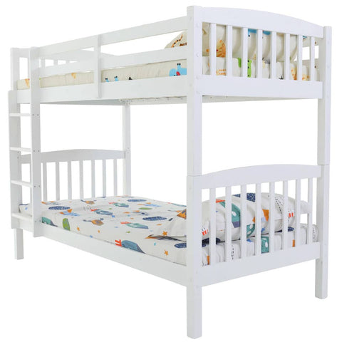 Darrahopens Furniture > Bedroom Kingston Slumber Wooden Kids Bunk Bed Frame, with Modular Design that can convert to 2 Single, White