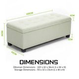 darrahopens Furniture > Bedroom La Bella 102cm Light Green Storage Ottoman Stool Fabric