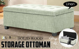 darrahopens Furniture > Bedroom La Bella 102cm Light Green Storage Ottoman Stool Fabric