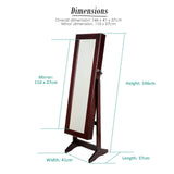 darrahopens Furniture > Bedroom La Bella 146cm Walnut Mirror Jewellery Cabinet Storage Organiser LUVO