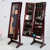 darrahopens Furniture > Bedroom La Bella 146cm Walnut Mirror Jewellery Cabinet Storage Organiser LUVO