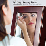 darrahopens Furniture > Bedroom La Bella 146cm Walnut Mirror Jewellery Cabinet Storage Organiser LUVO