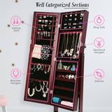 darrahopens Furniture > Bedroom La Bella 146cm Walnut Mirror Jewellery Cabinet Storage Organiser LUVO