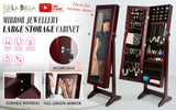 darrahopens Furniture > Bedroom La Bella 146cm Walnut Mirror Jewellery Cabinet Storage Organiser LUVO