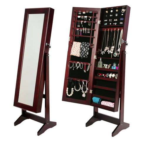 darrahopens Furniture > Bedroom La Bella 146cm Walnut Mirror Jewellery Cabinet Storage Organiser LUVO