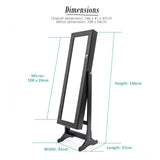 darrahopens Furniture > Bedroom La Bella Black Mirror Jewellery Cabinet LOWE 146cm Organiser 2 Drawers