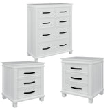 Darrahopens Furniture > Bedroom Lily Bedside Tallboy 3pc Bedroom Set Nightstand Storage Cabinet - White