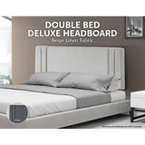 darrahopens Furniture > Bedroom Linen Fabric Double Bed Deluxe Headboard Bedhead - Beige
