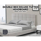 darrahopens Furniture > Bedroom Linen Fabric Double Bed Deluxe Headboard Bedhead - Beige