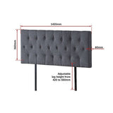 darrahopens Furniture > Bedroom Linen Fabric Double Bed Deluxe Headboard Bedhead - Grey