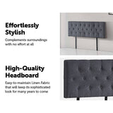 darrahopens Furniture > Bedroom Linen Fabric Double Bed Deluxe Headboard Bedhead - Grey