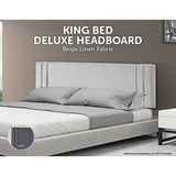 darrahopens Furniture > Bedroom Linen Fabric King Bed Deluxe Headboard Bedhead - Beige