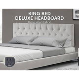 darrahopens Furniture > Bedroom Linen Fabric King Bed Deluxe Headboard Bedhead - Beige