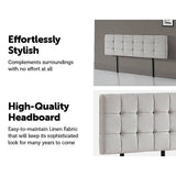 darrahopens Furniture > Bedroom Linen Fabric King Bed Deluxe Headboard Bedhead - Beige