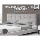 darrahopens Furniture > Bedroom Linen Fabric King Bed Deluxe Headboard Bedhead - Beige