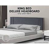 darrahopens Furniture > Bedroom Linen Fabric King Bed Deluxe Headboard Bedhead - Grey