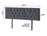 darrahopens Furniture > Bedroom Linen Fabric King Bed Deluxe Headboard Bedhead - Grey