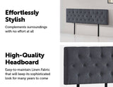 darrahopens Furniture > Bedroom Linen Fabric King Bed Deluxe Headboard Bedhead - Grey