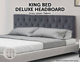 darrahopens Furniture > Bedroom Linen Fabric King Bed Deluxe Headboard Bedhead - Grey