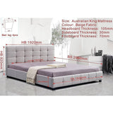 darrahopens Furniture > Bedroom Linen Fabric King Deluxe Bed Frame Beige