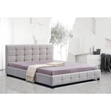 darrahopens Furniture > Bedroom Linen Fabric King Deluxe Bed Frame Beige