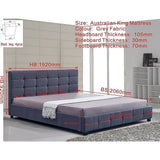 darrahopens Furniture > Bedroom Linen Fabric King Deluxe Bed Frame Grey