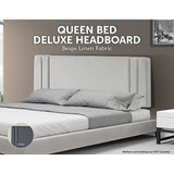 darrahopens Furniture > Bedroom Linen Fabric Queen Bed Deluxe Headboard Bedhead - Beige