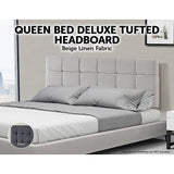 darrahopens Furniture > Bedroom Linen Fabric Queen Bed Deluxe Headboard Bedhead - Beige