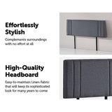 darrahopens Furniture > Bedroom Linen Fabric Queen Bed Deluxe Headboard Bedhead - Grey