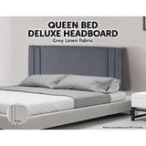 darrahopens Furniture > Bedroom Linen Fabric Queen Bed Deluxe Headboard Bedhead - Grey