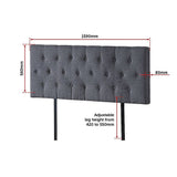 darrahopens Furniture > Bedroom Linen Fabric Queen Bed Deluxe Headboard Bedhead - Grey
