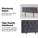 darrahopens Furniture > Bedroom Linen Fabric Queen Bed Deluxe Headboard Bedhead - Grey