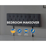 darrahopens Furniture > Bedroom Linen Fabric Queen Bed Deluxe Headboard Bedhead - Grey