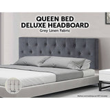 darrahopens Furniture > Bedroom Linen Fabric Queen Bed Deluxe Headboard Bedhead - Grey