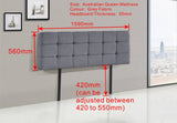 darrahopens Furniture > Bedroom Linen Fabric Queen Bed Deluxe Headboard Bedhead - Grey