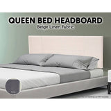 darrahopens Furniture > Bedroom Linen Fabric Queen Bed Headboard Bedhead - Beige