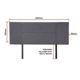 darrahopens Furniture > Bedroom Linen Fabric Queen Bed Headboard Bedhead - Grey
